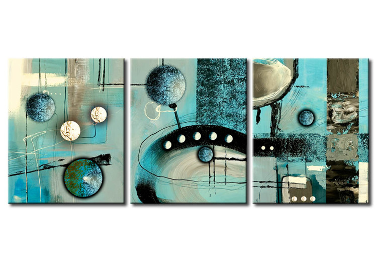 Canvas Wandering Planets (3-piece) - Spherical Shapes in an Abstract Composition 98571