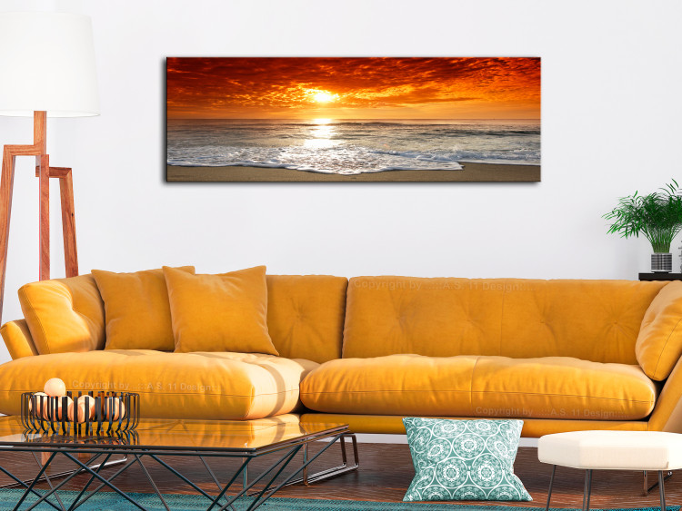 Canvas Art Print Calm Sea (1-piece) - Waves in Sunset Rays 105781 additionalImage 3