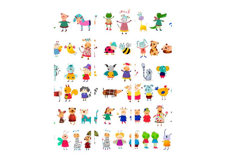 Room Divider Cartoon Animals - colorful cartoon animals on a white background 113881 additionalImage 3