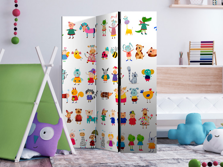 Room Divider Cartoon Animals - colorful cartoon animals on a white background 113881 additionalImage 2