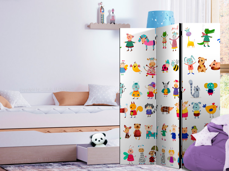Room Divider Cartoon Animals - colorful cartoon animals on a white background 113881 additionalImage 4