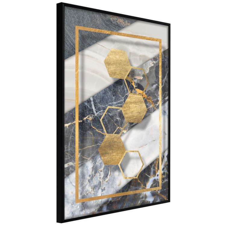 Wall Poster Geometric Chain - Elegant gold abstraction on a marble background 114381 additionalImage 10
