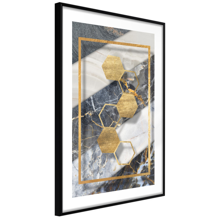 Wall Poster Geometric Chain - Elegant gold abstraction on a marble background 114381 additionalImage 11