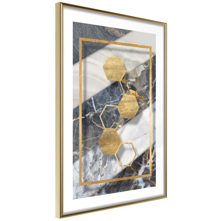 Wall Poster Geometric Chain - Elegant gold abstraction on a marble background 114381 additionalImage 6