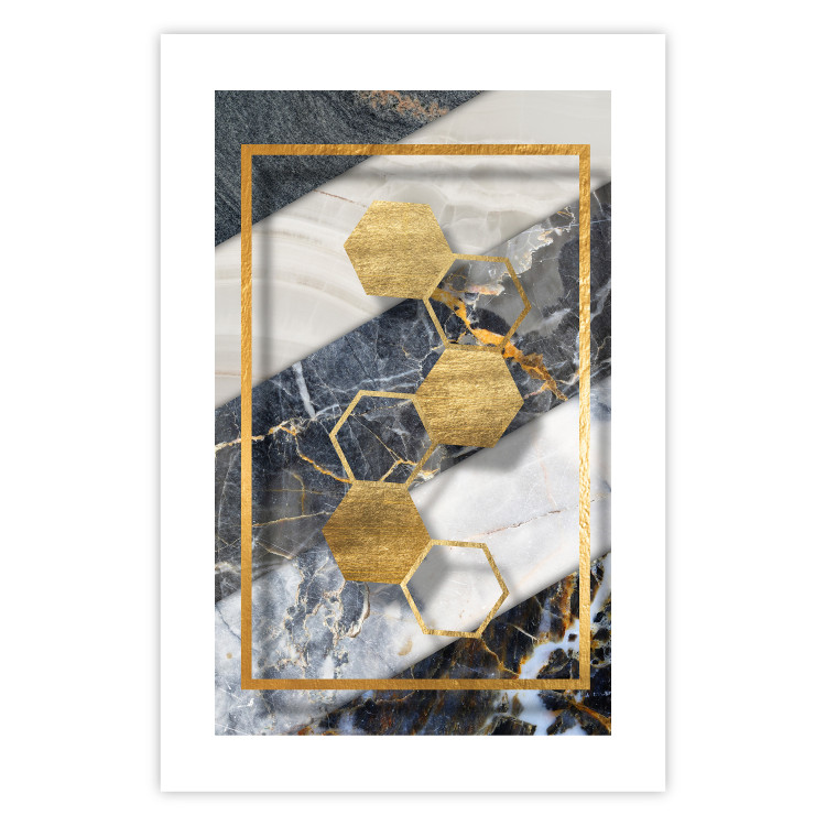 Wall Poster Geometric Chain - Elegant gold abstraction on a marble background 114381 additionalImage 19
