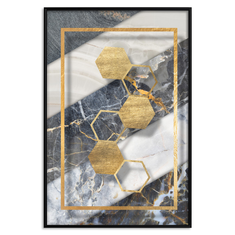 Wall Poster Geometric Chain - Elegant gold abstraction on a marble background 114381 additionalImage 18