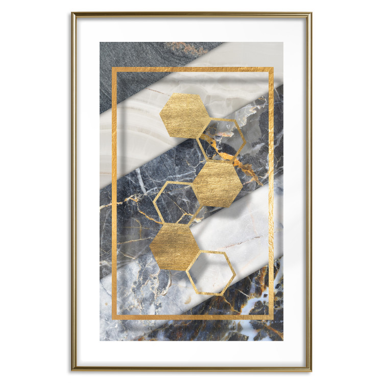 Wall Poster Geometric Chain - Elegant gold abstraction on a marble background 114381 additionalImage 14