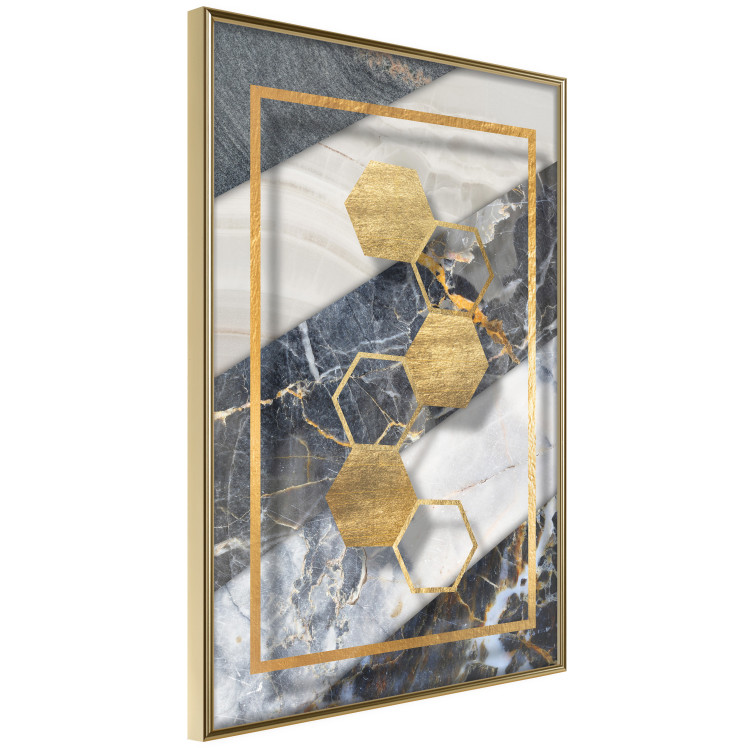 Wall Poster Geometric Chain - Elegant gold abstraction on a marble background 114381 additionalImage 12