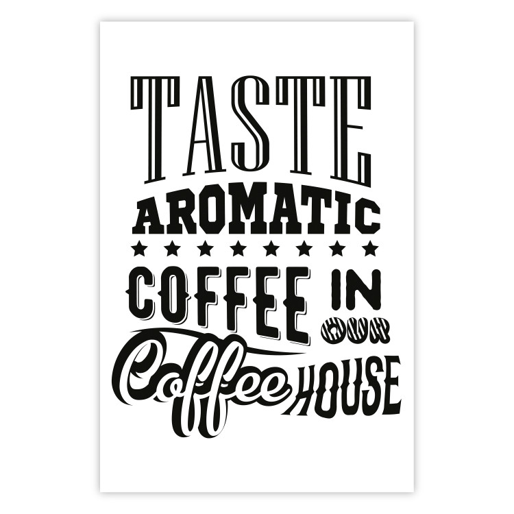 Wall Poster Taste Aromatic Coffee - black English texts related to coffee 114681