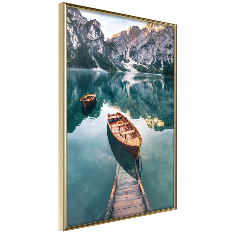 Poster Boats in the Dolomites - picturesque water landscape against a mountain range backdrop 116681 additionalImage 14