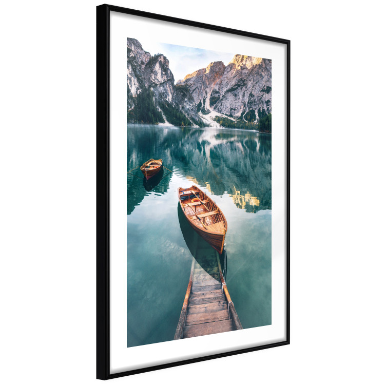 Poster Boats in the Dolomites - picturesque water landscape against a mountain range backdrop 116681 additionalImage 13