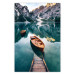 Poster Boats in the Dolomites - picturesque water landscape against a mountain range backdrop 116681