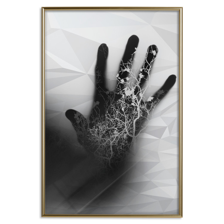 Wall Poster Magical Hand - black and white geometric abstraction with plant motif 117281 additionalImage 15