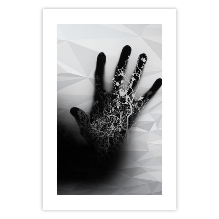 Wall Poster Magical Hand - black and white geometric abstraction with plant motif 117281 additionalImage 18