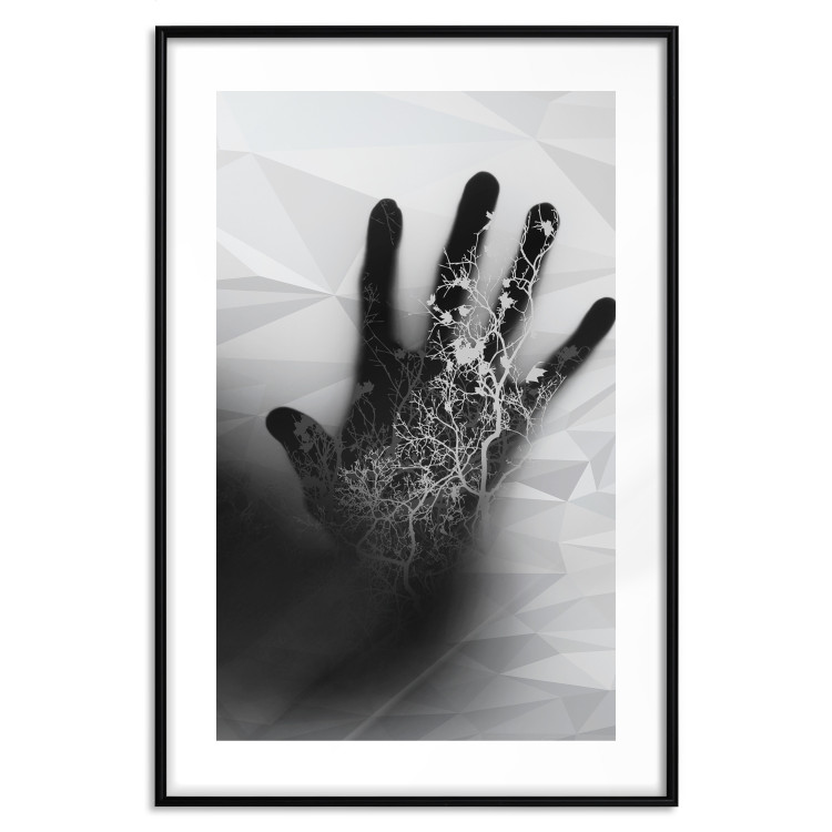 Wall Poster Magical Hand - black and white geometric abstraction with plant motif 117281 additionalImage 14