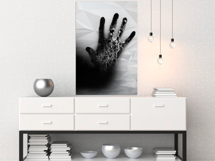 Wall Poster Magical Hand - black and white geometric abstraction with plant motif 117281 additionalImage 16
