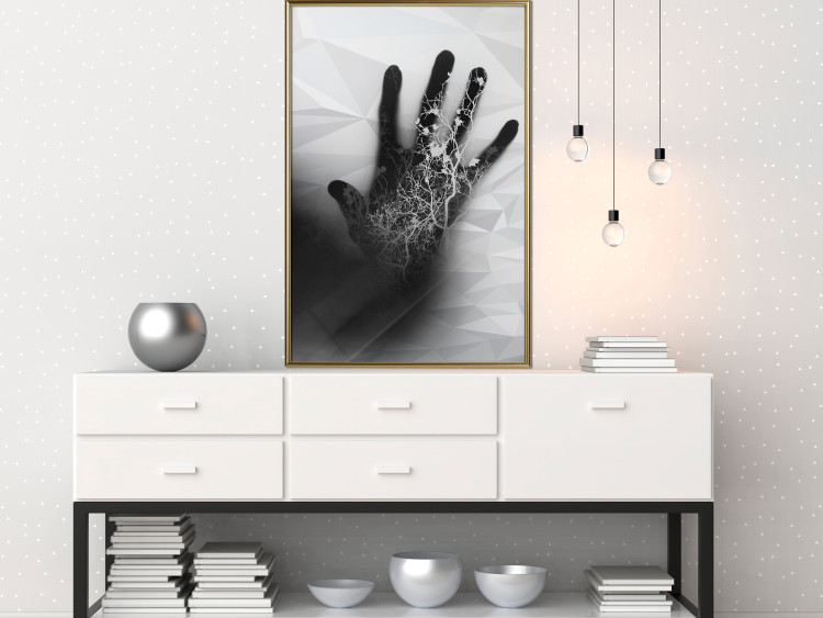 Wall Poster Magical Hand - black and white geometric abstraction with plant motif 117281 additionalImage 5