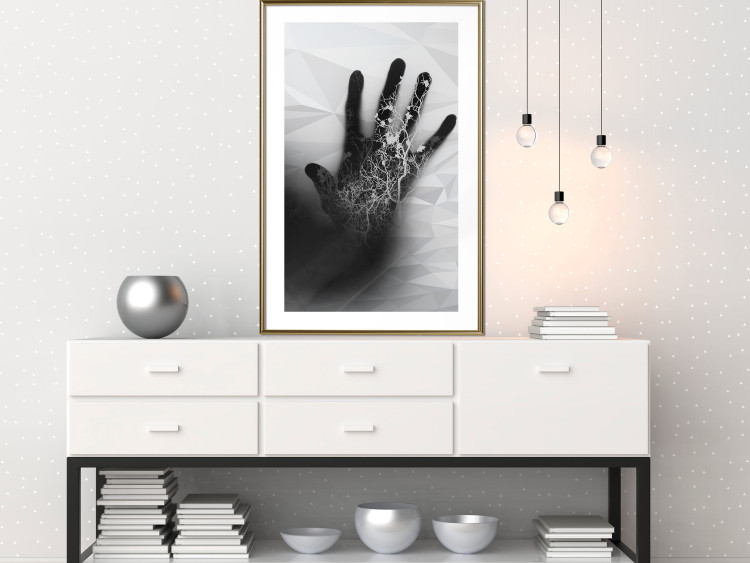 Wall Poster Magical Hand - black and white geometric abstraction with plant motif 117281 additionalImage 12