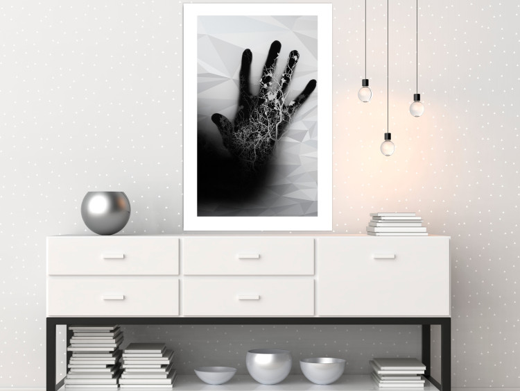 Wall Poster Magical Hand - black and white geometric abstraction with plant motif 117281 additionalImage 2