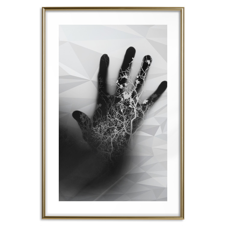 Wall Poster Magical Hand - black and white geometric abstraction with plant motif 117281 additionalImage 13