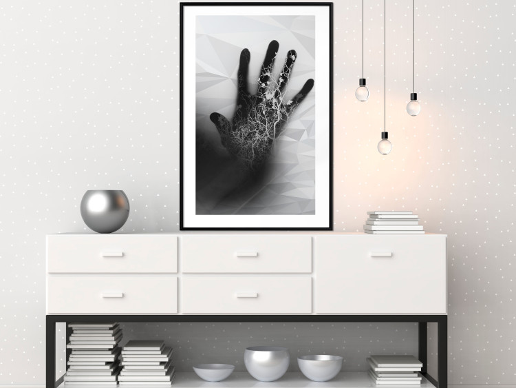 Wall Poster Magical Hand - black and white geometric abstraction with plant motif 117281 additionalImage 4