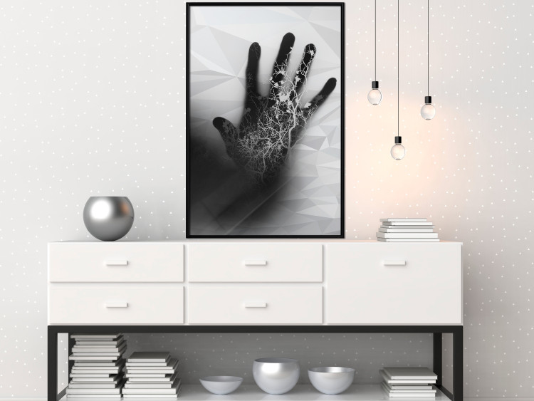 Wall Poster Magical Hand - black and white geometric abstraction with plant motif 117281 additionalImage 3