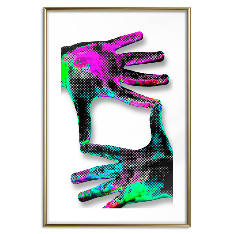Poster Colorful Frame - abstraction with two hands on a uniformly white background 118281 additionalImage 14
