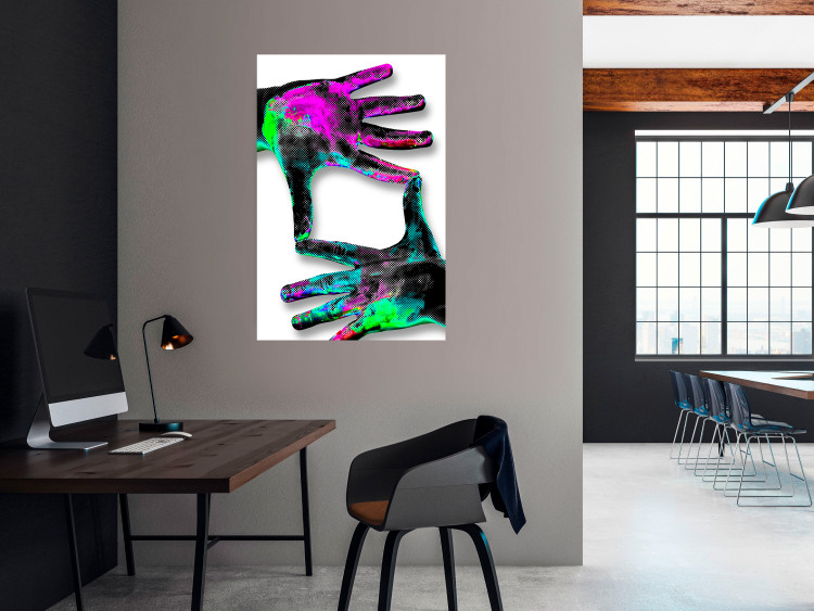 Poster Colorful Frame - abstraction with two hands on a uniformly white background 118281 additionalImage 17