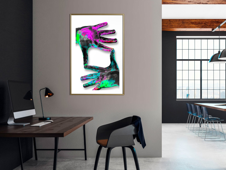 Poster Colorful Frame - abstraction with two hands on a uniformly white background 118281 additionalImage 13