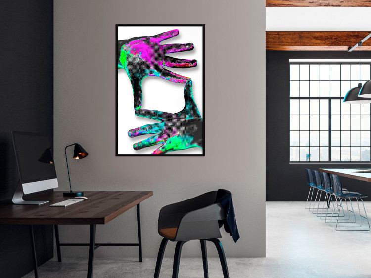 Poster Colorful Frame - abstraction with two hands on a uniformly white background 118281 additionalImage 8