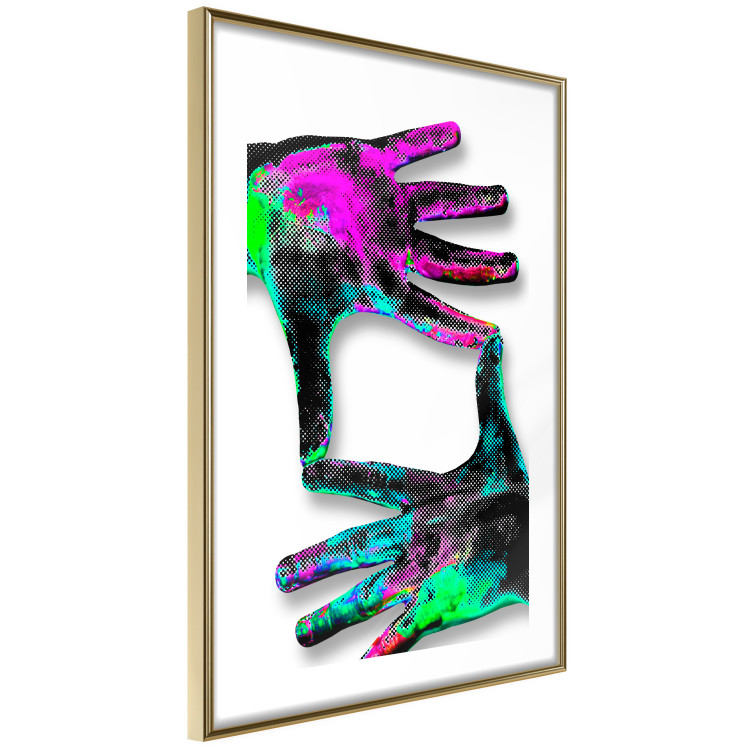 Poster Colorful Frame - abstraction with two hands on a uniformly white background 118281 additionalImage 12