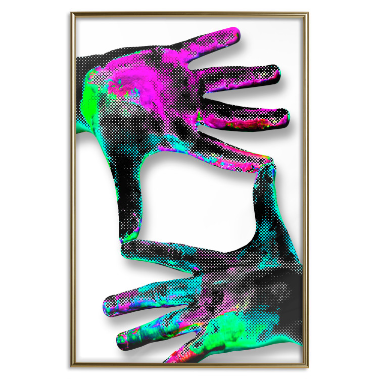 Poster Colorful Frame - abstraction with two hands on a uniformly white background 118281 additionalImage 16