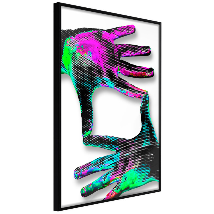 Poster Colorful Frame - abstraction with two hands on a uniformly white background 118281 additionalImage 3