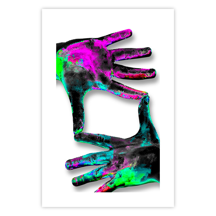 Poster Colorful Frame - abstraction with two hands on a uniformly white background 118281 additionalImage 19