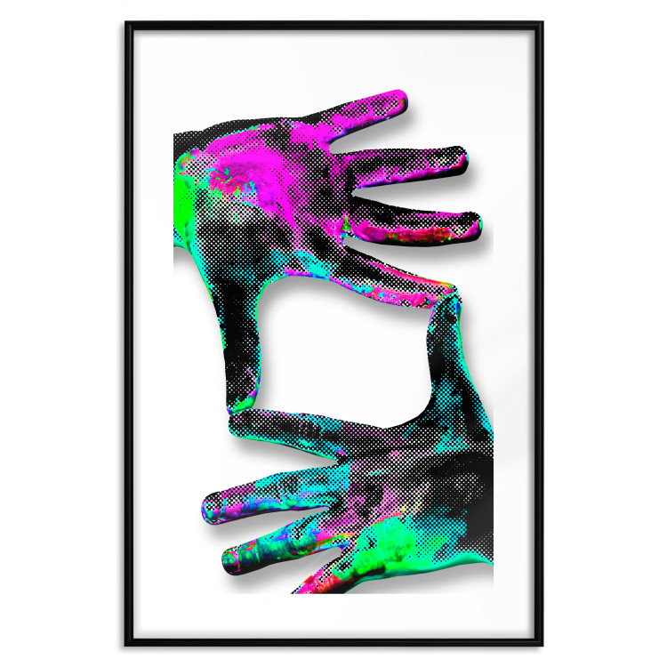 Poster Colorful Frame - abstraction with two hands on a uniformly white background 118281 additionalImage 15
