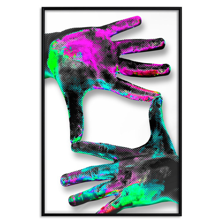 Poster Colorful Frame - abstraction with two hands on a uniformly white background 118281 additionalImage 18