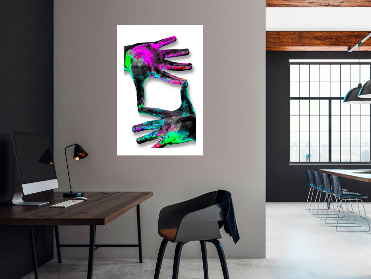 Poster Colorful Frame - abstraction with two hands on a uniformly white background 118281 additionalImage 9
