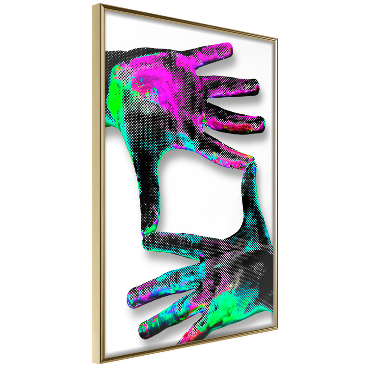 Poster Colorful Frame - abstraction with two hands on a uniformly white background 118281 additionalImage 4