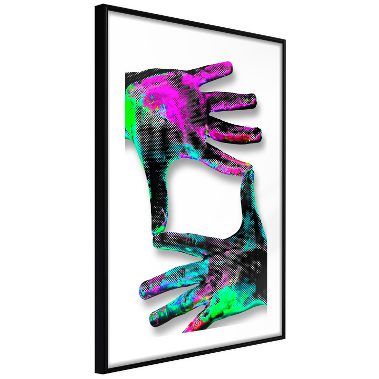 Poster Colorful Frame - abstraction with two hands on a uniformly white background 118281 additionalImage 2
