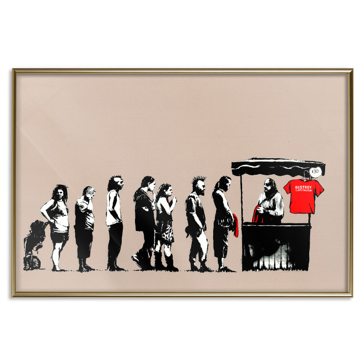 Wall Poster Destroy Capitalism - Banksy-style graffiti with people in line 118781 additionalImage 16