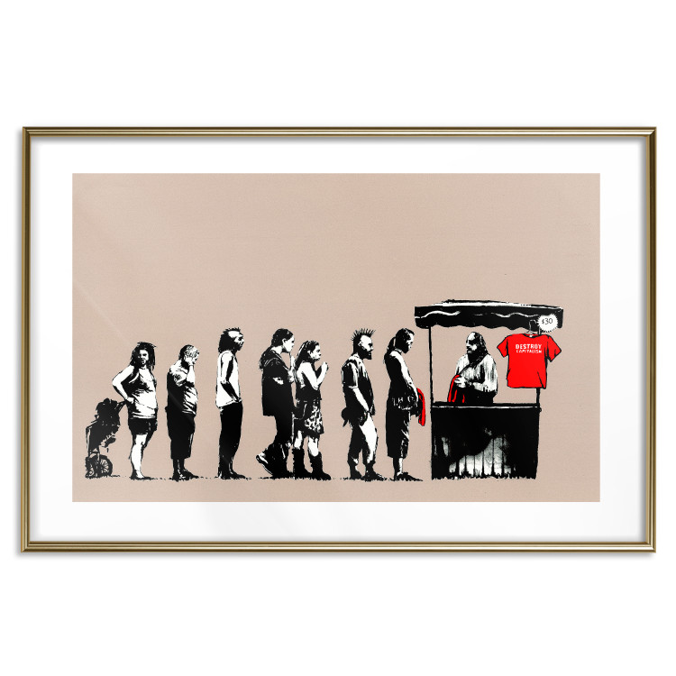 Wall Poster Destroy Capitalism - Banksy-style graffiti with people in line 118781 additionalImage 14