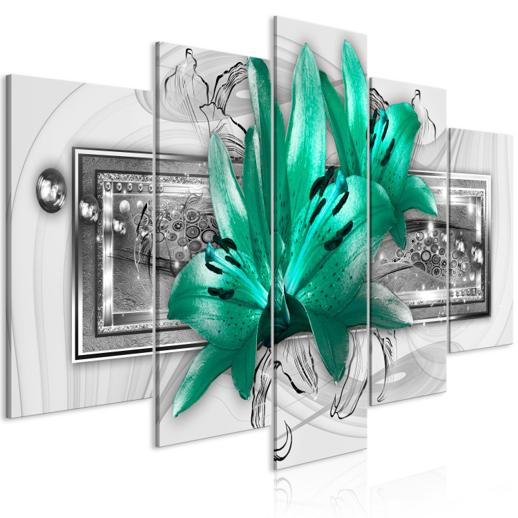 Canvas Art Print Lilies and Steel (5 Parts) Wide 121981 additionalImage 2