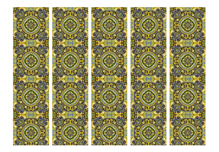 Room Separator Malachite Mosaic II (5-piece) - yellow ethnic pattern in Zen style 124081 additionalImage 3