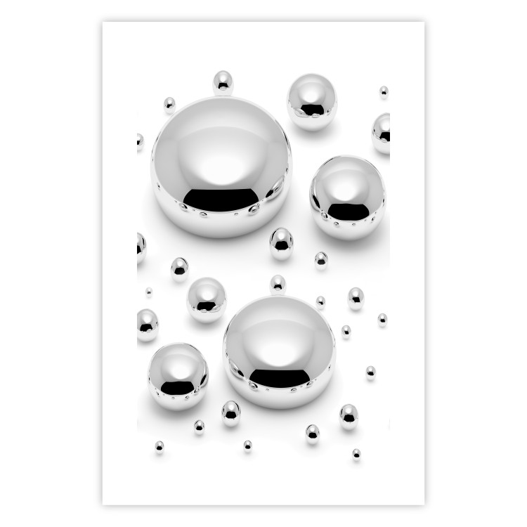 Wall Poster Frozen Enchantment - abstract silver metal drops on white background 124481 additionalImage 25