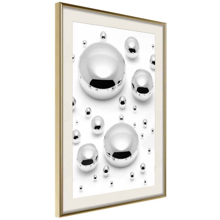 Wall Poster Frozen Enchantment - abstract silver metal drops on white background 124481 additionalImage 2