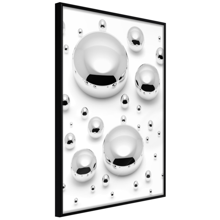 Wall Poster Frozen Enchantment - abstract silver metal drops on white background 124481 additionalImage 10