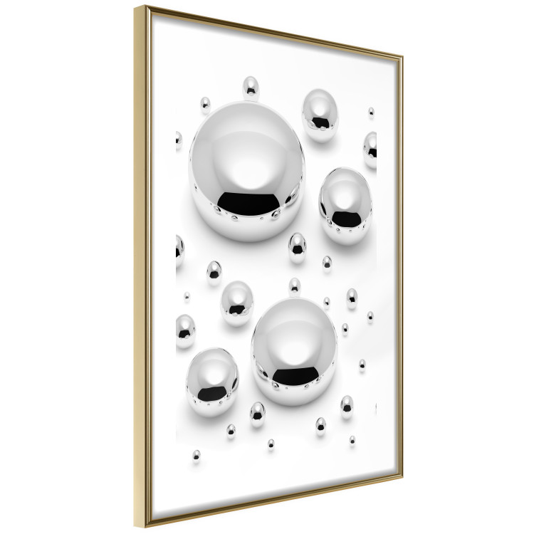 Wall Poster Frozen Enchantment - abstract silver metal drops on white background 124481 additionalImage 6