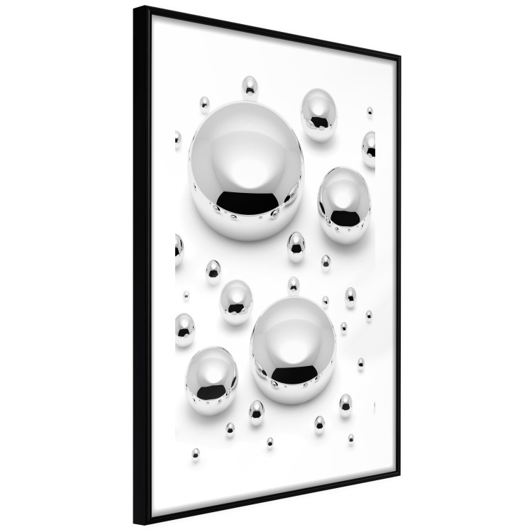Wall Poster Frozen Enchantment - abstract silver metal drops on white background 124481 additionalImage 13