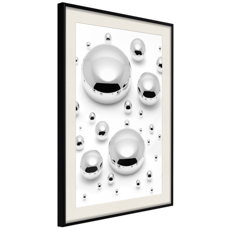 Wall Poster Frozen Enchantment - abstract silver metal drops on white background 124481 additionalImage 3