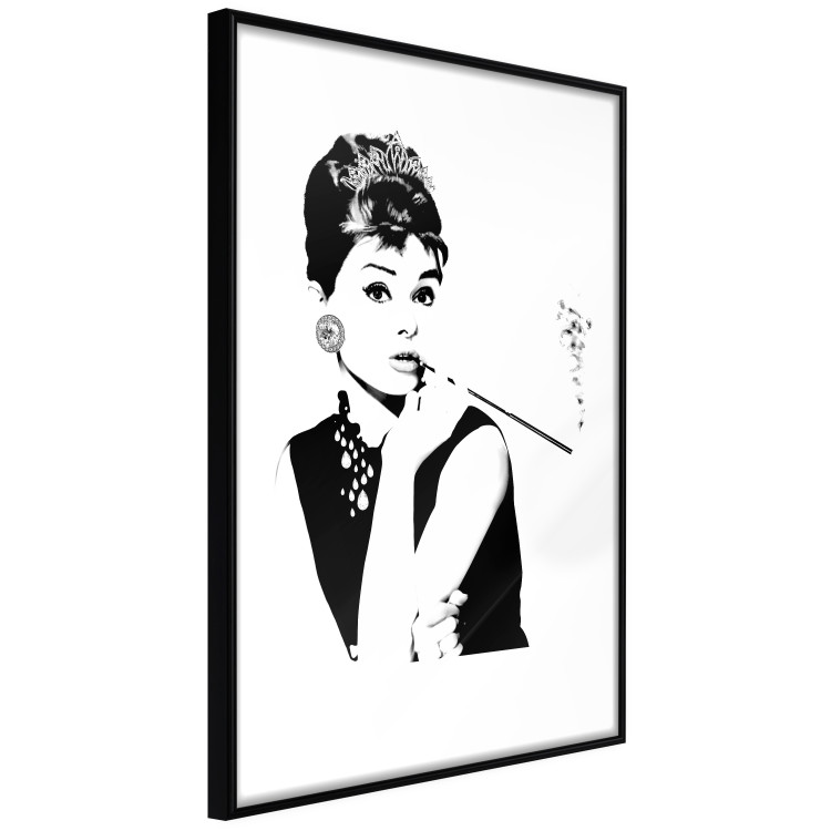 Wall Poster Audrey - black and white portrait of a woman smoking a pipe on a light background 126681 additionalImage 13